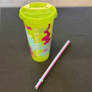 Starbucks Neon Green Party Cup with Straw